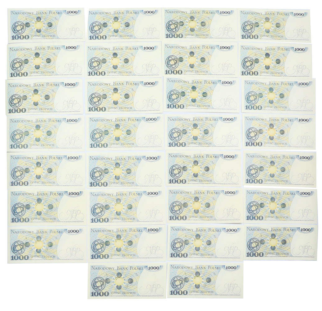 1.000 złotych 1982, zestaw 30 banknotów